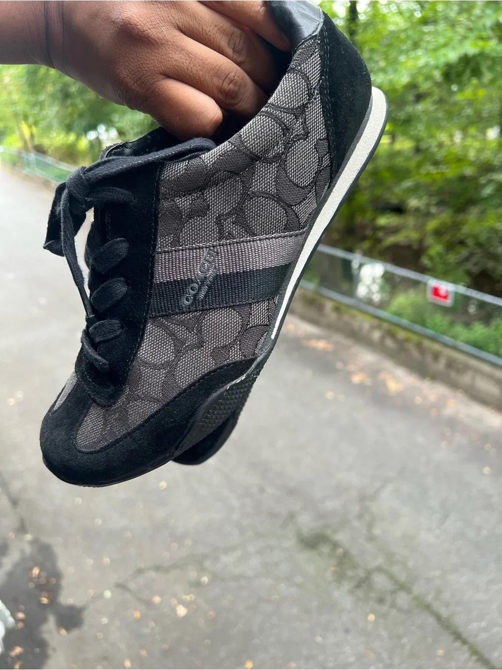 SOLD Coach Gray and Black Signature Logo Lace-aUp Sneakers Size 8